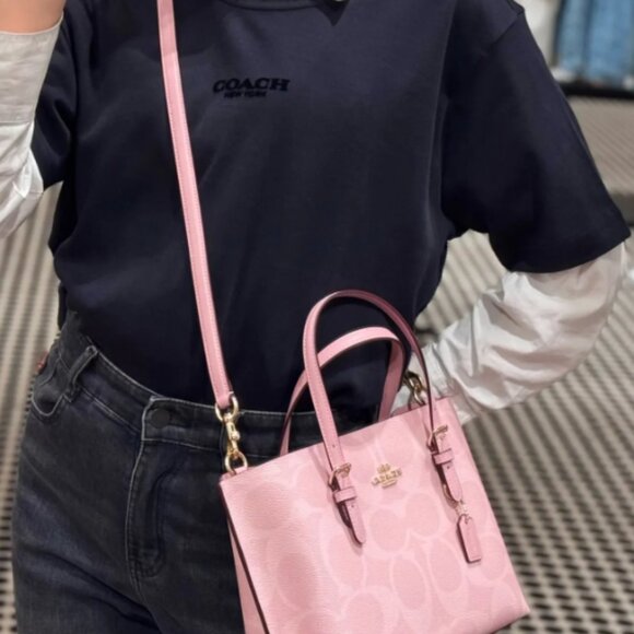Coach Mollie Tote Bag 25 In Signature Canvas CAL50, Powder pink - Picture 2 of 5